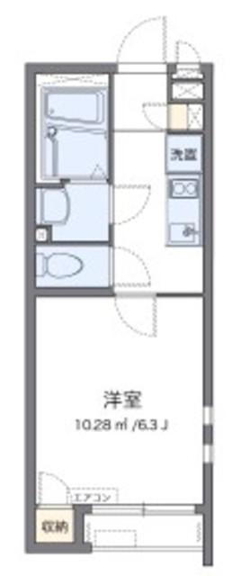クレイノオカムラハイツ6(1K/2階)の間取り写真