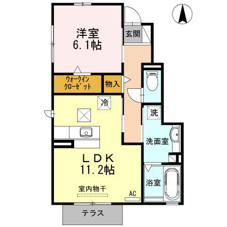 ルミエール(1LDK/1階)の間取り写真