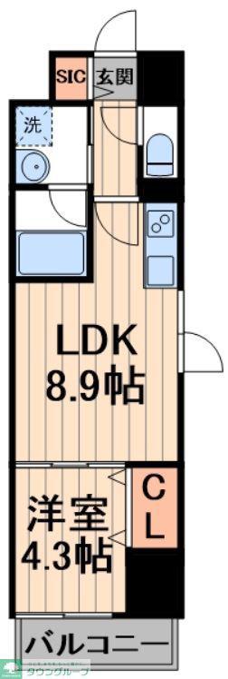 LA BELJOUR 錦糸町(1LDK/3階)の間取り写真