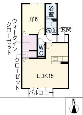 マインド宝(1LDK/1階)の間取り写真