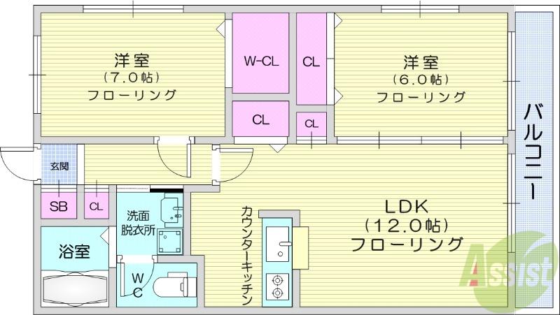 アーベインヒルズ(2LDK/3階)の間取り写真