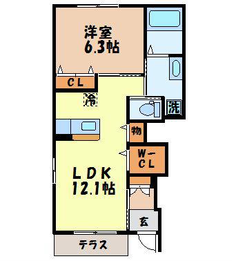 フォレストヴィラ(1LDK/1階)の間取り写真