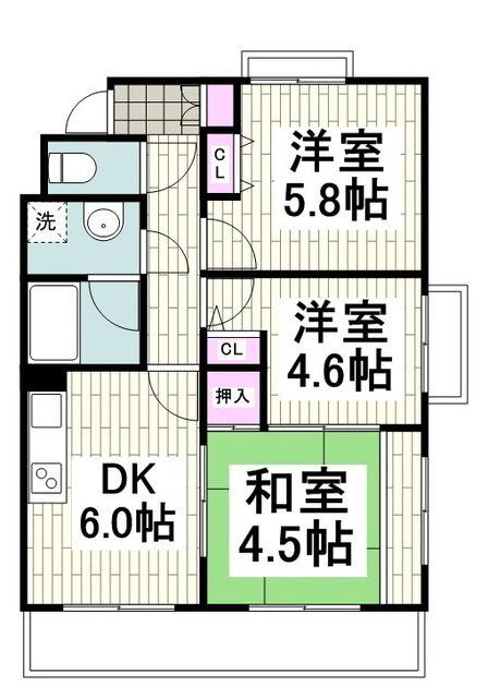 クリオ上大岡伍番館(3DK/3階)の間取り写真