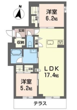 ラヴィエール浦和元町(2LDK/1階)の間取り写真