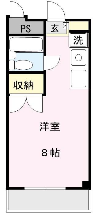 コーポKEN(ワンルーム/4階)の間取り写真