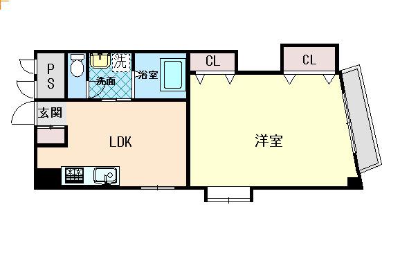 グランディア六甲将軍通(1LDK/5階)の間取り写真
