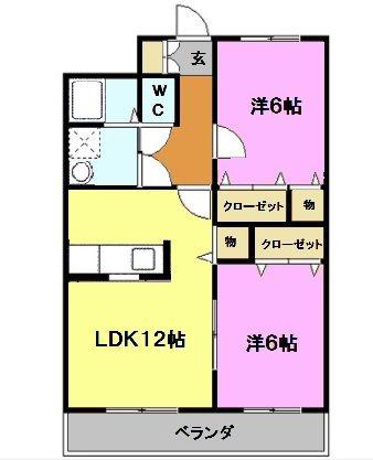 グランシャリオ(2LDK/2階)の間取り写真