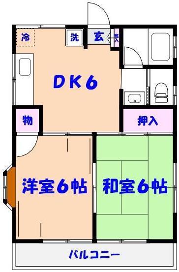 高樋ハイツ(2DK/2階)の間取り写真