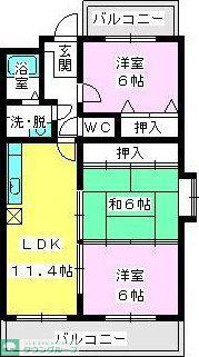 クレール・コモII(3LDK/3階)の間取り写真