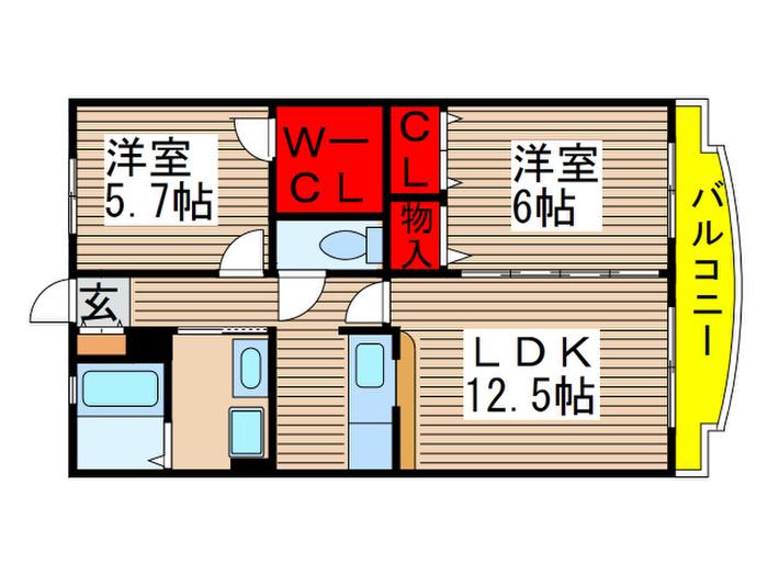 サンフラワー村上(2LDK/3階)の間取り写真