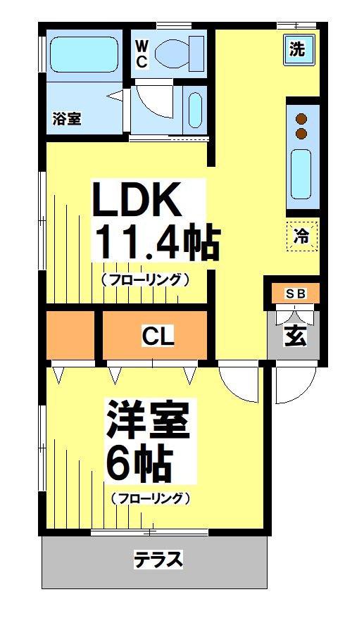 コーポ日光(1LDK/1階)の間取り写真