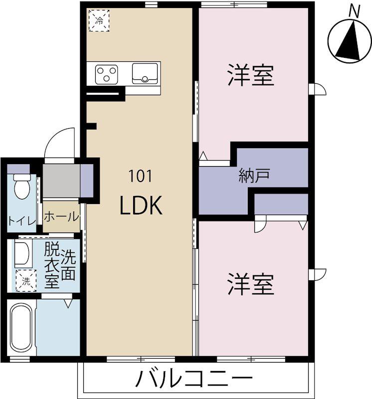 プラトン(2LDK/1階)の間取り写真