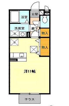 セジュール柳川II(ワンルーム/1階)の間取り写真