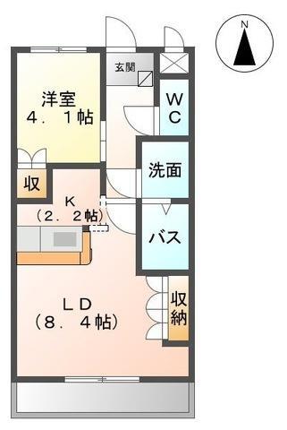 SONNETTEⅠ(1LDK/2階)の間取り写真