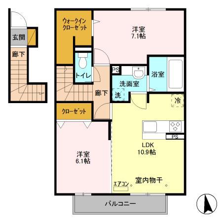 ヴィレッタ(2LDK/2階)の間取り写真