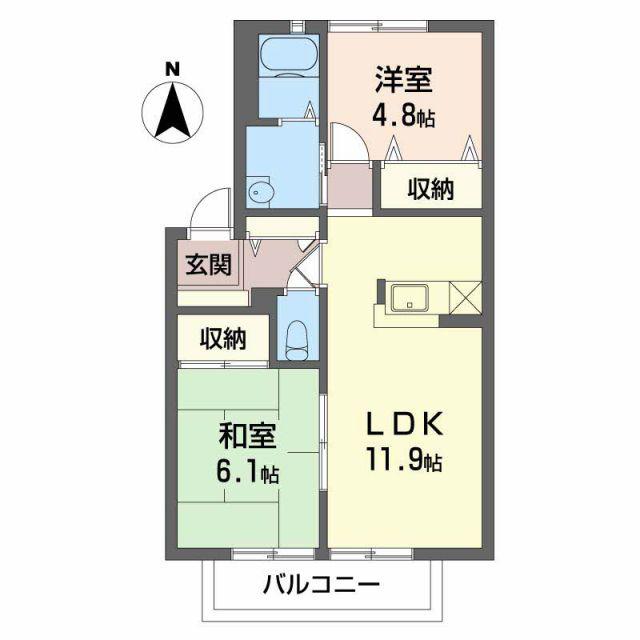 グリーンテラス(2LDK/2階)の間取り写真