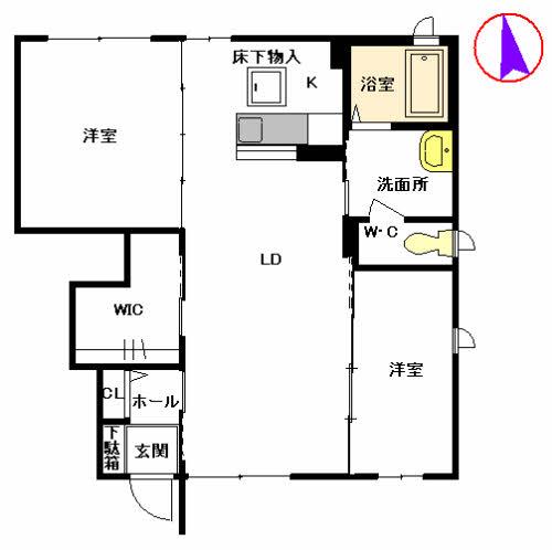 グランドパルク  B棟(2LDK/1階)の間取り写真