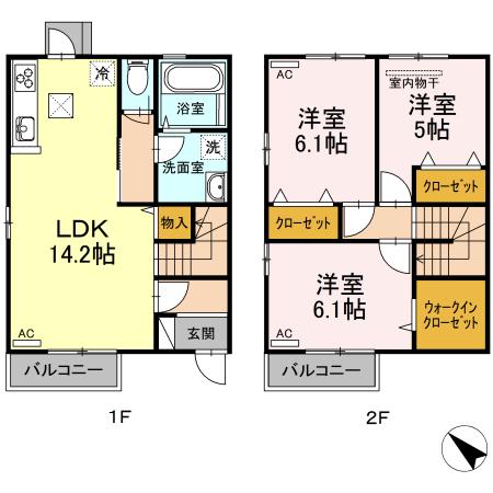 サンブライト春日 A(3LDK/1階)の間取り写真