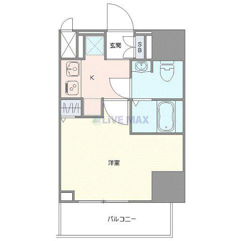 ジェノヴィア草加(1K/3階)の間取り写真