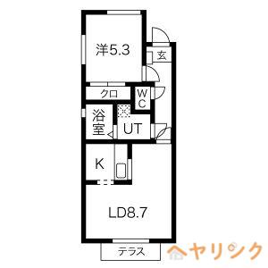 グレースIII B棟(1LDK/1階)の間取り写真