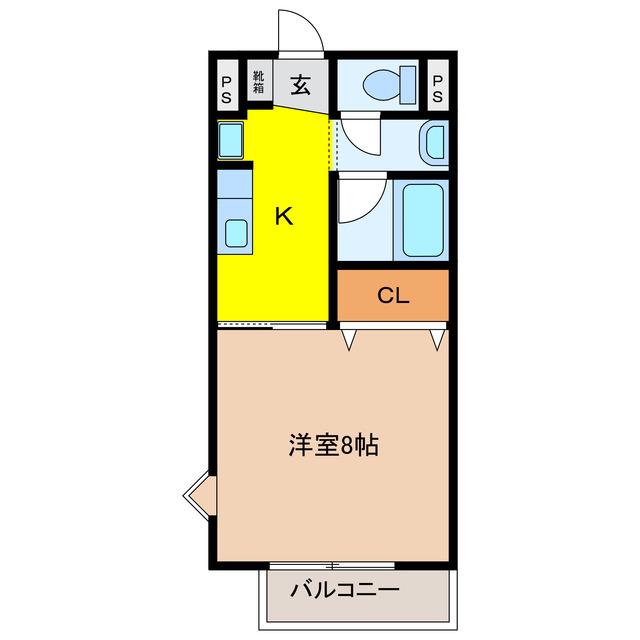 ノーブルFUJII B(1K/1階)の間取り写真
