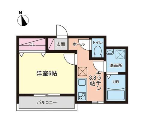 FELICE ながまち(1K/2階)の間取り写真