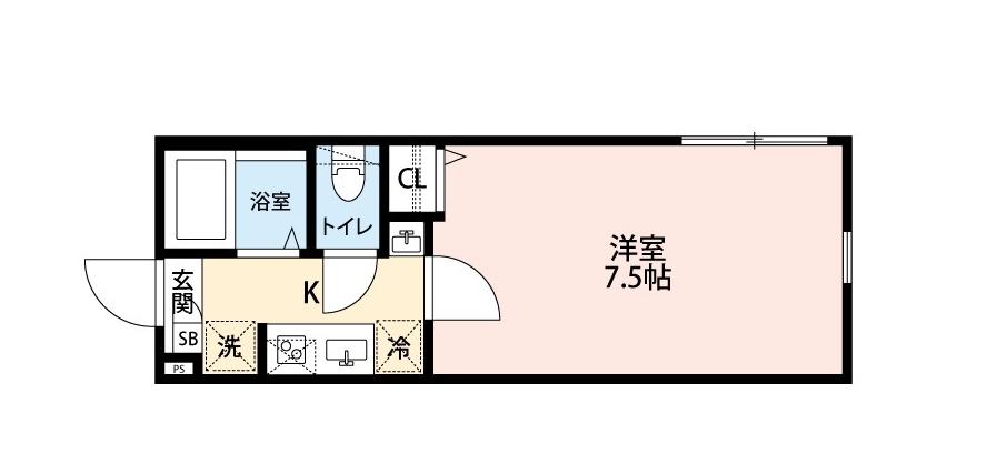 ライフタウン西日暮里(1K/4階)の間取り写真