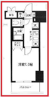 アイル東京向島(1K/8階)の間取り写真