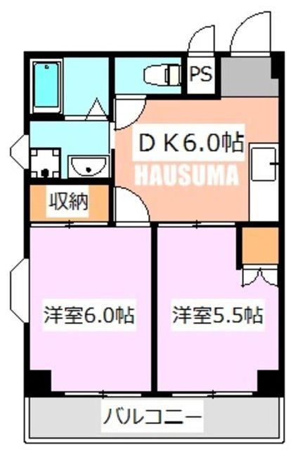 ファミール清水(2DK/2階)の間取り写真