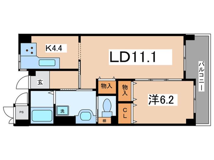 ベルデ石きり(1LDK/2階)の間取り写真
