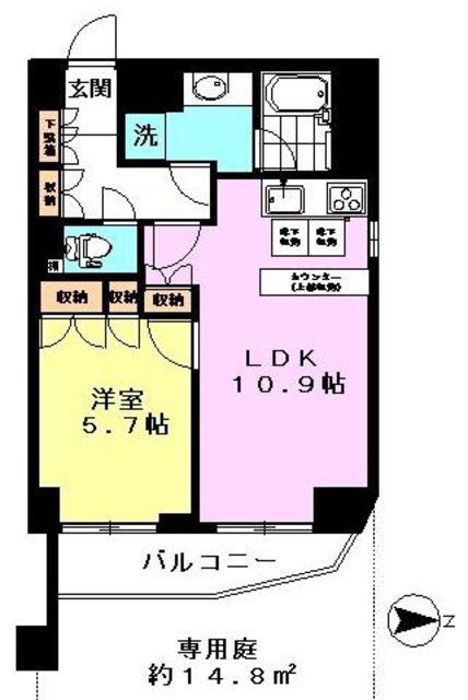 藤和西蒲田コープ(1LDK/1階)の間取り写真