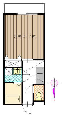 プレステージ谷塚II(1K/2階)の間取り写真