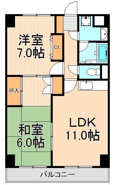 ヒル・イーストS.S(2LDK/8階)の間取り写真