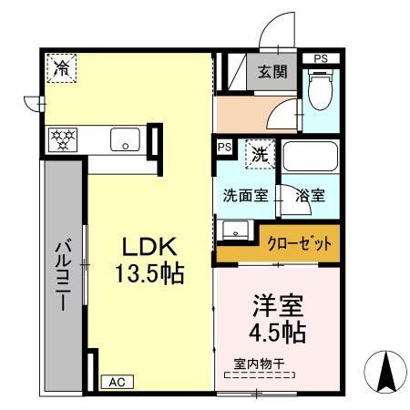 D-AVANCE西塚(1LDK/2階)の間取り写真