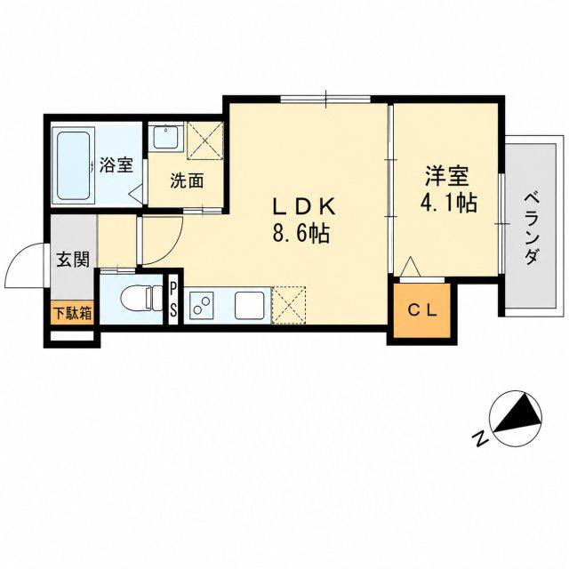シーサイドヒル西新町(1LDK/2階)の間取り写真
