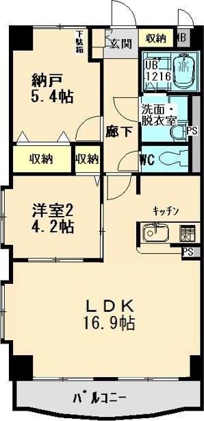 イストワール城西(2LDK/2階)の間取り写真