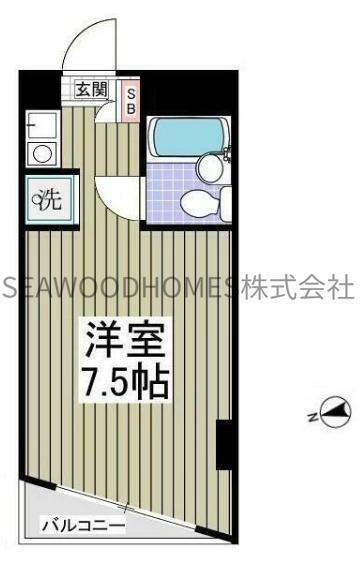 シーサイドコート金沢八景(1K/3階)の間取り写真