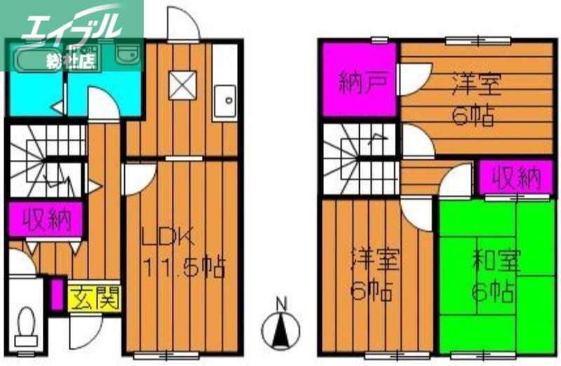 アトリオA(3LDK/1階)の間取り写真