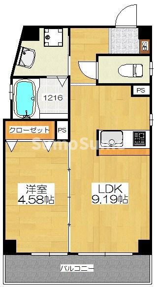 VITA(1LDK/4階)の間取り写真