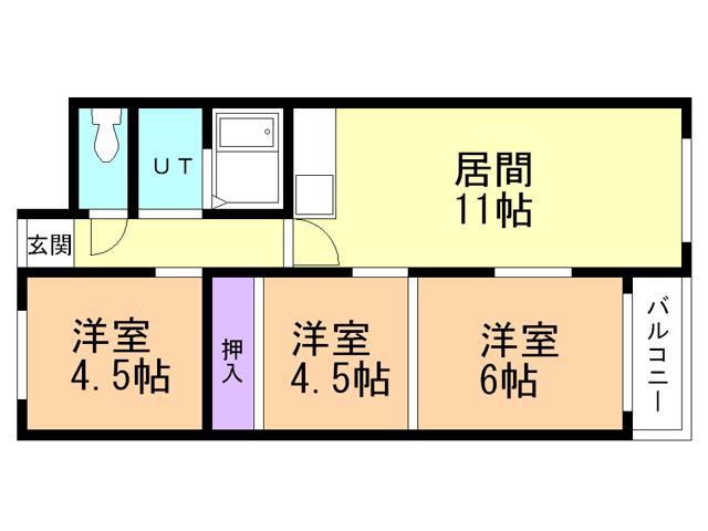 ノビリエ・マンション(3LDK/3階)の間取り写真