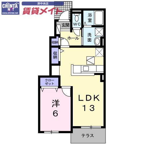 カーサ プラシードA(1LDK/1階)の間取り写真