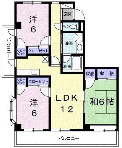 アピタシオンノーブル(3LDK/2階)の間取り写真