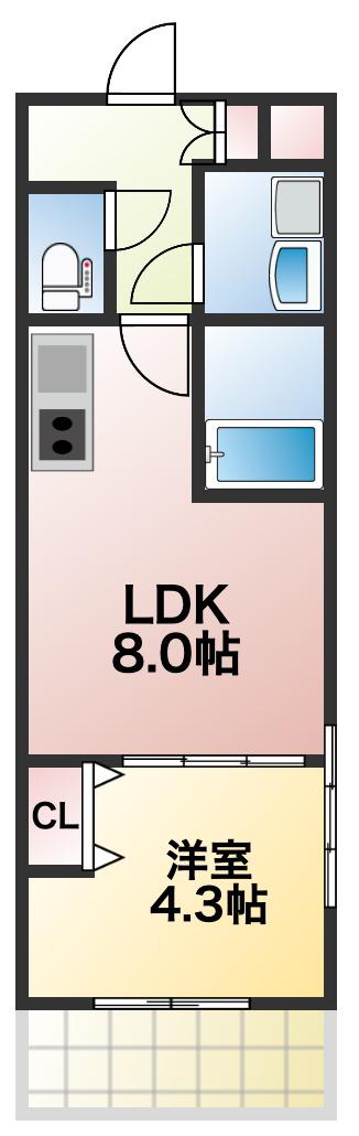 JINO花園町(1LDK/1階)の間取り写真
