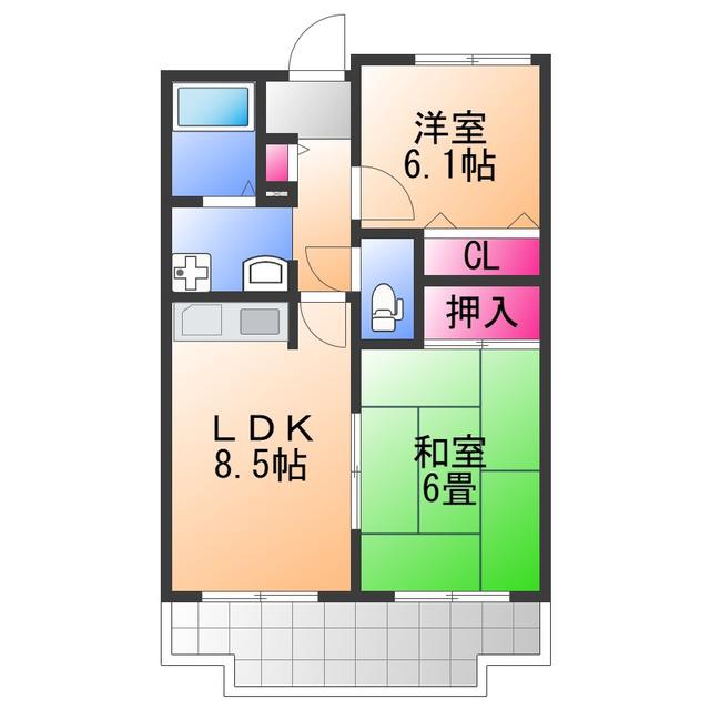 レジデンスコトン(2LDK/3階)の間取り写真