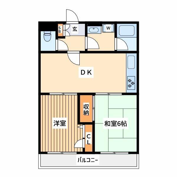 クリオ二俣川五番館(2LDK/1階)の間取り写真