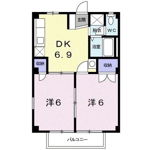 ファミールひまわりB(2DK/1階)の間取り写真