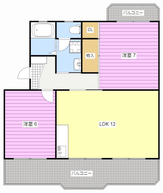 Eマンション(2LDK/3階)の間取り写真