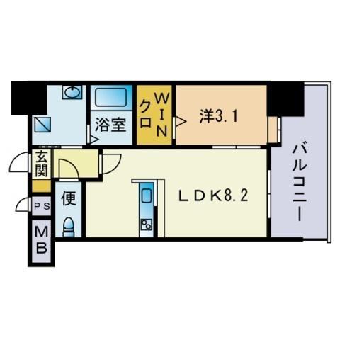 エンクレストベイ天神東Ⅱ(1LDK/9階)の間取り写真