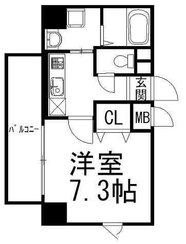 メルヴェーユ(1K/4階)の間取り写真