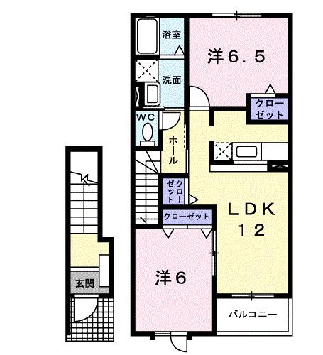 D-BELIEVE II(2LDK/2階)の間取り写真